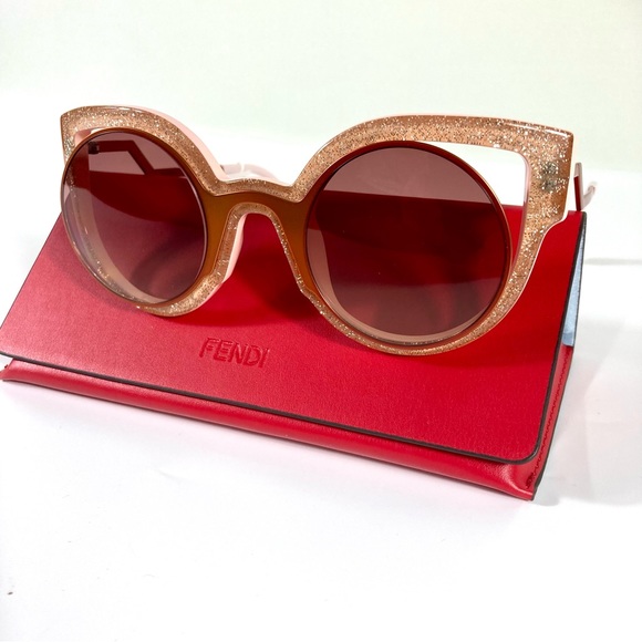 NWT Fendi FF 0137/S 0NUG Orange/Pink Glitter Cat Eye Sunglasses main image 14